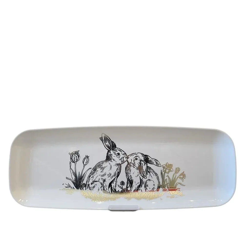 3pc Rachel Ashwell Metallic BUNNIES Disposable Serving Platters White New